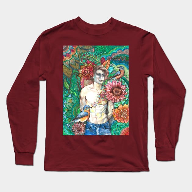 Flower Tattoo Long Sleeve T-Shirt by FanitsaArt